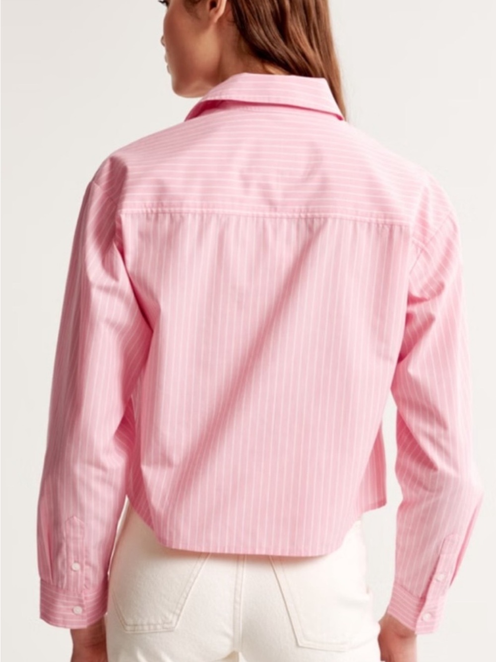 Abercrombie & Fitch Oversized Cropped Poplin Shirt - Picture 2 of 3